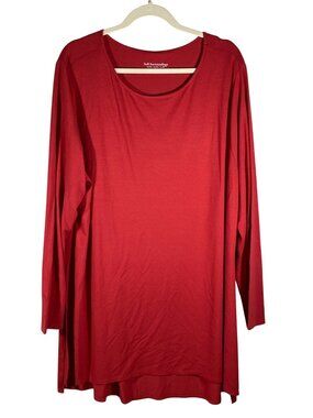 Soft Surroundings stretch jersey knit Red Long Sleeve Tunic Top 2X Plus Size